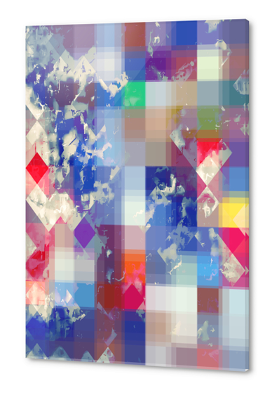 geometric pixel square pattern abstract background in blue pink red Acrylic prints by Timmy333