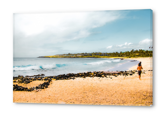 beach with blue wave and blue sky at Kauai, Hawaii, USA Acrylic prints by Timmy333