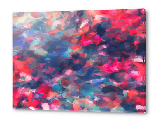 splash painting texture abstract background in red pink blue Acrylic prints by Timmy333