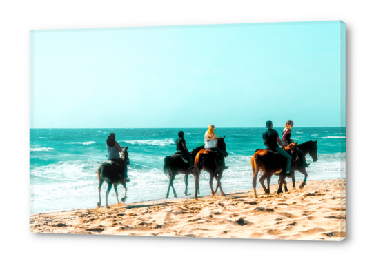 blue ocean with sandy beach at Oxnard Beach, California, USA Acrylic prints by Timmy333