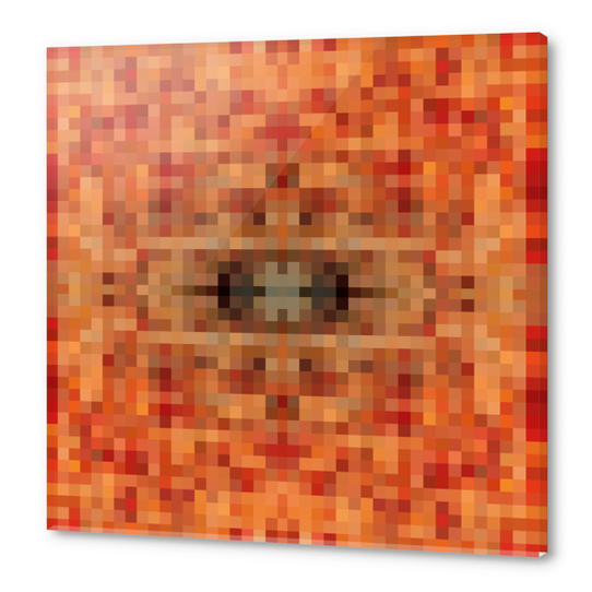 geometric symmetry art pixel square pattern abstract background in brown Acrylic prints by Timmy333