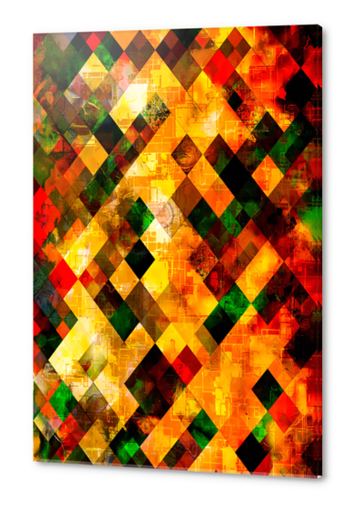 geometric pixel square pattern abstract art in brown green red Acrylic prints by Timmy333