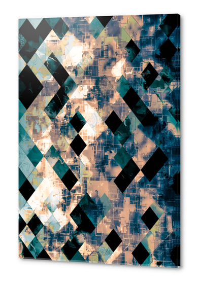 geometric pixel square pattern abstract background in blue brown Acrylic prints by Timmy333