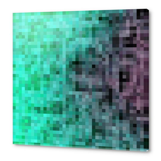 geometric pixel square pattern abstract background in green blue brown Acrylic prints by Timmy333