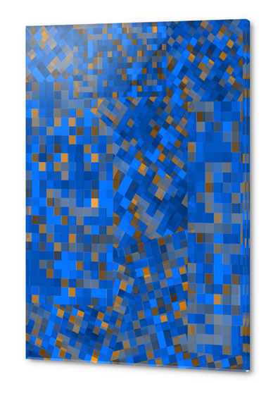 graphic design pixel geometric square pattern abstract background in blue yellow Acrylic prints by Timmy333