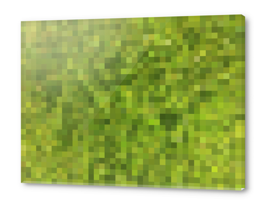 green geometric square pixel pattern abstract background Acrylic prints by Timmy333