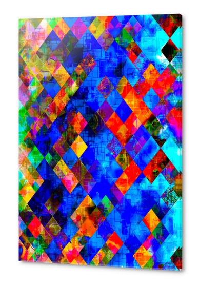 geometric pixel square pattern abstract background in blue red Acrylic prints by Timmy333