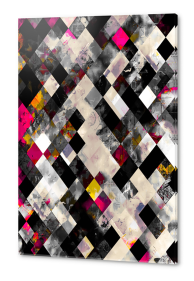 graphic design pixel geometric square pattern abstract background in pink brown black Acrylic prints by Timmy333