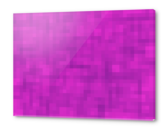 geometric square pixel pattern abstract in pink and purple Acrylic prints by Timmy333