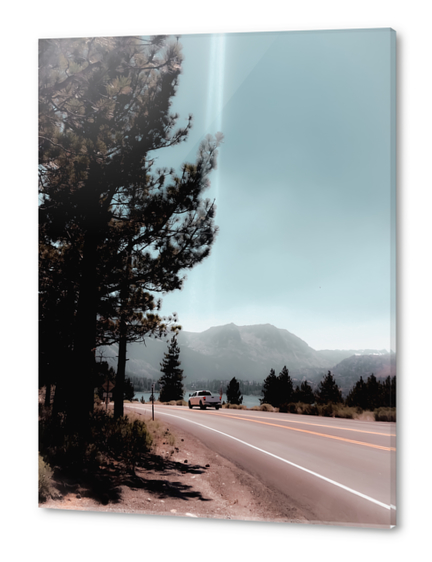 Road with pine tree and mountain view at Mammoth Lakes California Acrylic prints by Timmy333