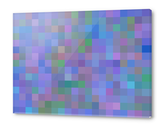 geometric square pixel pattern abstract in purple blue pink Acrylic prints by Timmy333