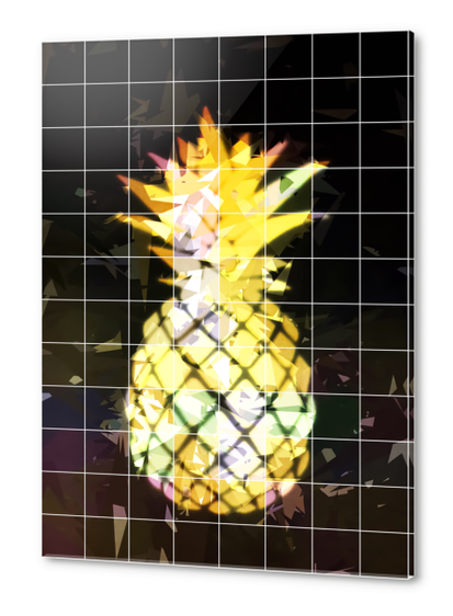 yellow pineapple with geometric triangle pattern abstract  Acrylic prints by Timmy333