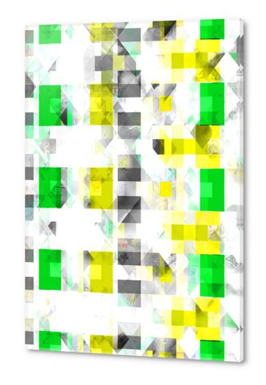 symmetry graphic design pixel geometric square pattern abstract background in green yellow Acrylic prints by Timmy333