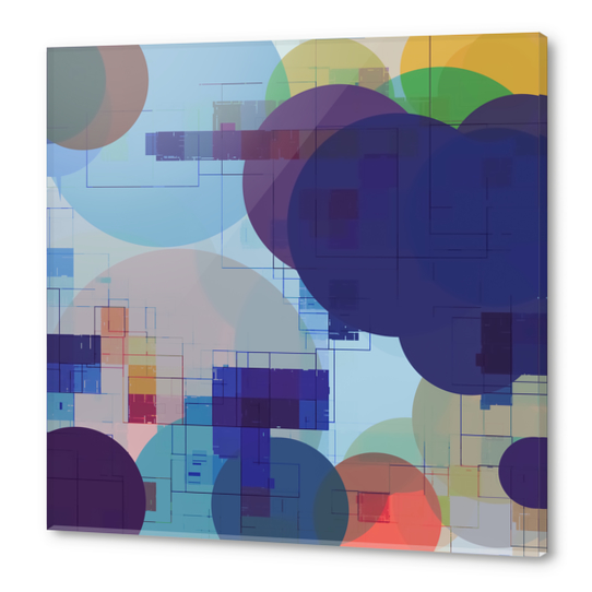 geometric square pixel pattern abstract and circle pattern in blue red green yellow Acrylic prints by Timmy333