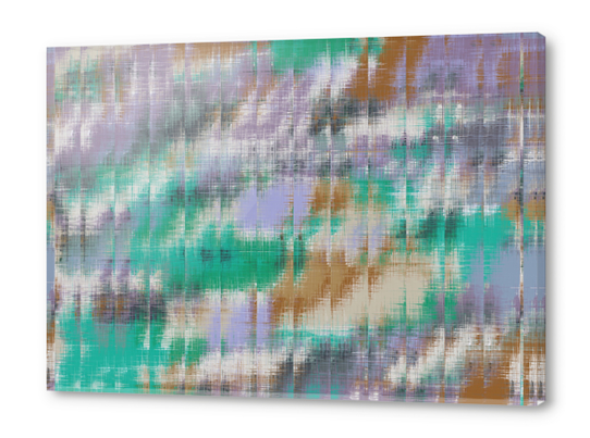 psychedelic geometric abstract pattern in green brown purple Acrylic prints by Timmy333