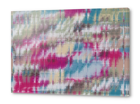 psychedelic geometric abstract pattern in pink blue brown Acrylic prints by Timmy333