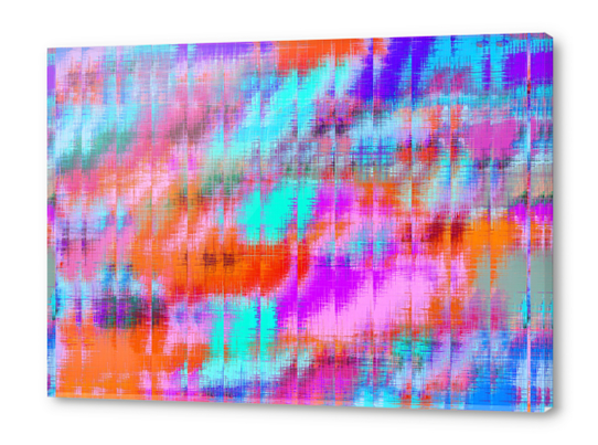 psychedelic geometric painting texture abstract background in pink blue orange purple Acrylic prints by Timmy333