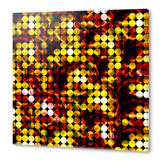 circle pattern abstract background with splash painting abstract in yellow red brown Acrylic prints by Timmy333