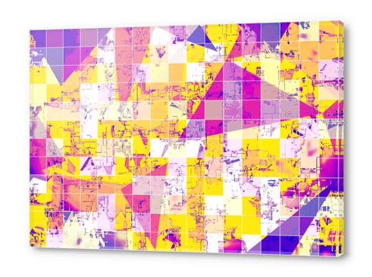 geometric square and triangle pattern abstract in pink yellow blue Acrylic prints by Timmy333