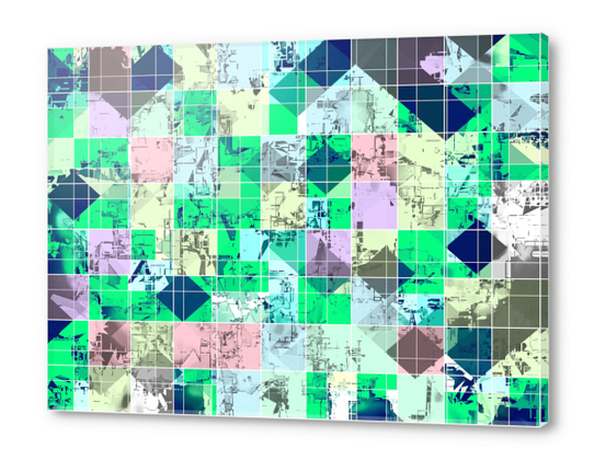 green and pink geometric square pixel pattern abstract background Acrylic prints by Timmy333