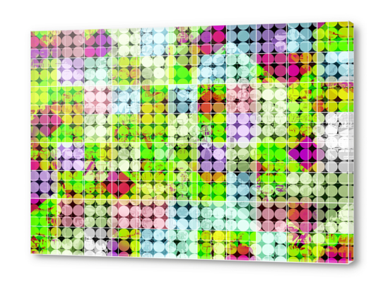 geometric square and circle pattern abstract in green pink Acrylic prints by Timmy333