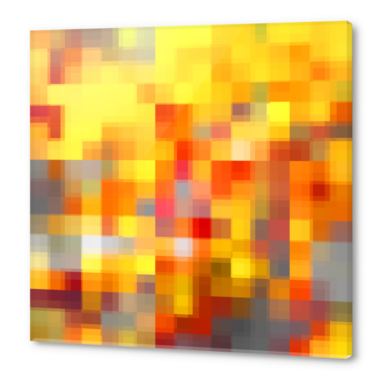 graphic design geometric pixel square pattern abstract in red yellow brown Acrylic prints by Timmy333