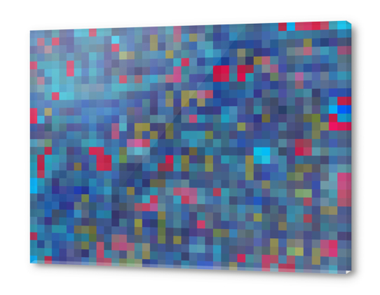 blue and pink geometric square pixel pattern abstract background Acrylic prints by Timmy333