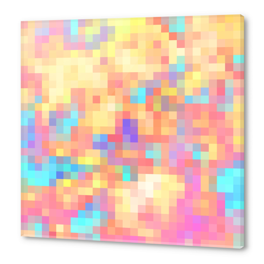 graphic design geometric pixel square pattern abstract in pink yellow blue Acrylic prints by Timmy333