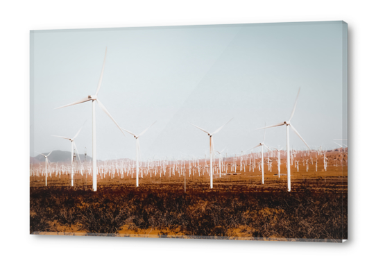 Wind turbine in the desert at Kern County California USA Acrylic prints by Timmy333