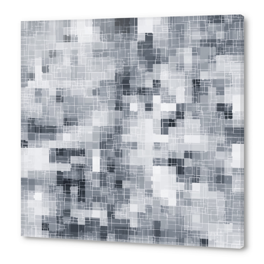 geometric square pixel pattern abstract in black and white Acrylic prints by Timmy333