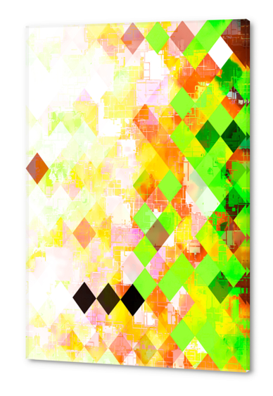 geometric pixel square pattern abstract background in green yellow orange Acrylic prints by Timmy333