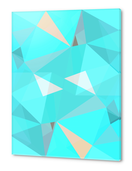 geometric triangle shape abstract background in blue Acrylic prints by Timmy333