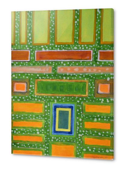 Filled Rectangles on Green Dotted Wall   Acrylic prints by Heidi Capitaine