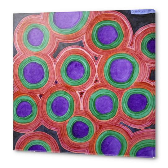 Circles Pattern with Purple Cores Acrylic prints by Heidi Capitaine