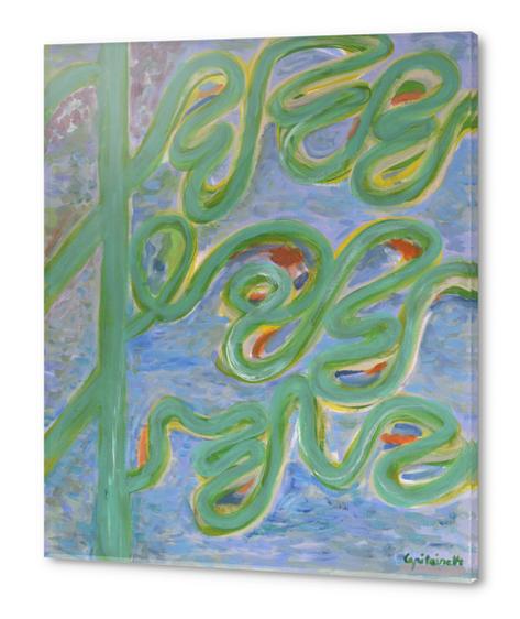 Vividly Curved Green Lines  Acrylic prints by Heidi Capitaine