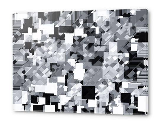 geometric square pixel pattern abstract in black and white Acrylic prints by Timmy333