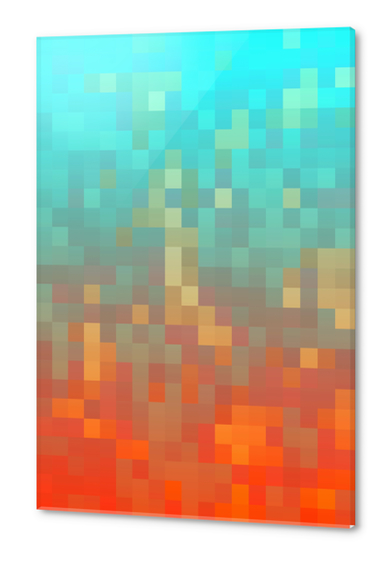 graphic design geometric pixel square pattern abstract background in orange blue Acrylic prints by Timmy333