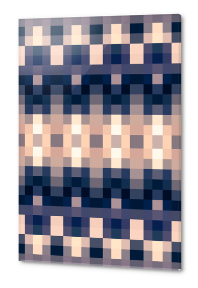 geometric symmetry art pixel square pattern abstract background in brown blue Acrylic prints by Timmy333