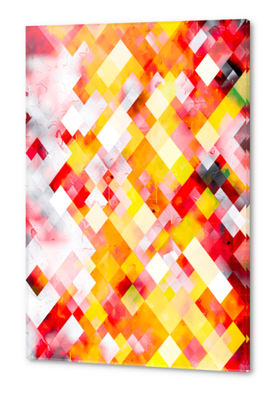 geometric square pixel pattern abstract art background in red orange yellow Acrylic prints by Timmy333