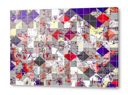 geometric square pixel pattern abstract in purple orange red Acrylic prints by Timmy333