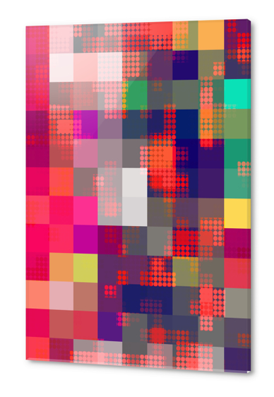 geometric pixel square pattern abstract background in red blue pink Acrylic prints by Timmy333