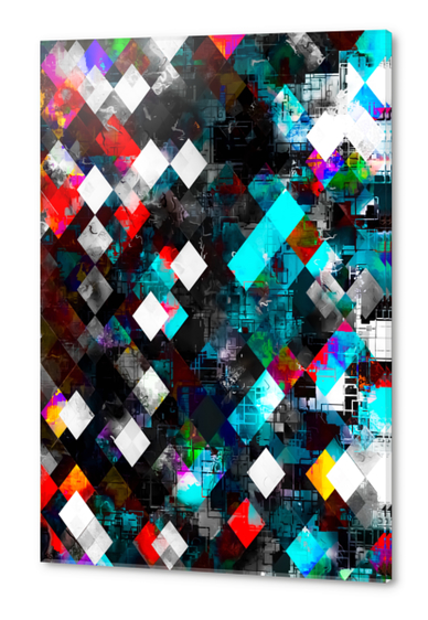 geometric pixel square pattern abstract art in red blue pink Acrylic prints by Timmy333