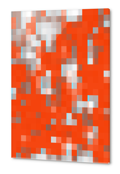 geometric pixel square pattern abstract background in orange blue Acrylic prints by Timmy333