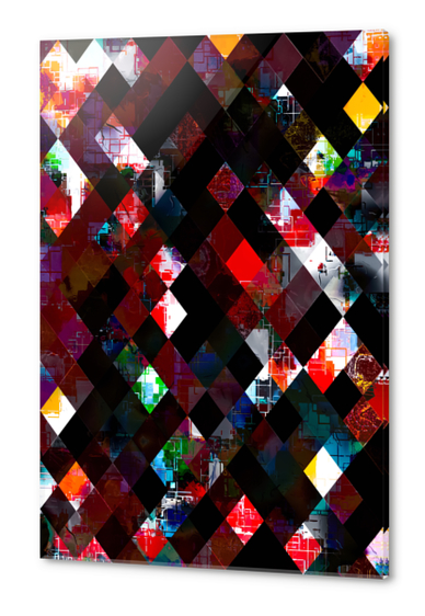 geometric pixel square pattern abstract background in red Acrylic prints by Timmy333