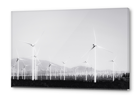 wind turbine in the desert in black and white Acrylic prints by Timmy333