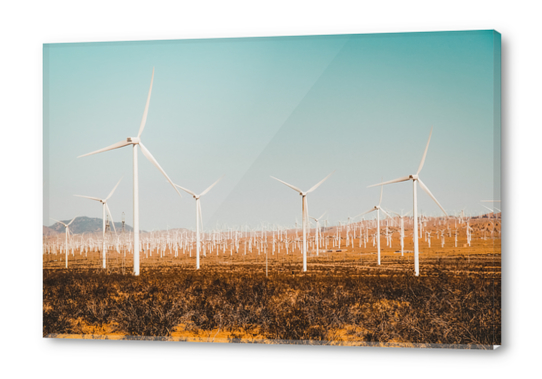 Wind turbine in the desert at Kern County California USA Acrylic prints by Timmy333