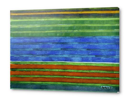 Horizontal Stripes In Red Blue Green Acrylic prints by Heidi Capitaine