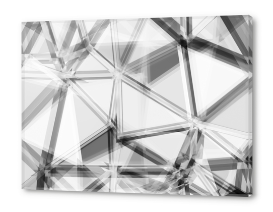 geometric triangle abstract background in black and white Acrylic prints by Timmy333