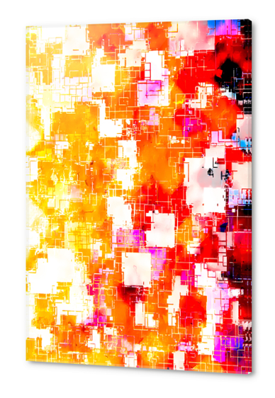 geometric pixel square pattern abstract in red yellow pink Acrylic prints by Timmy333