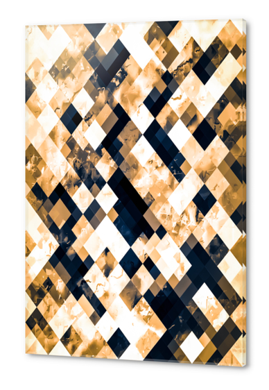 geometric pixel square pattern abstract background in brown black and white Acrylic prints by Timmy333